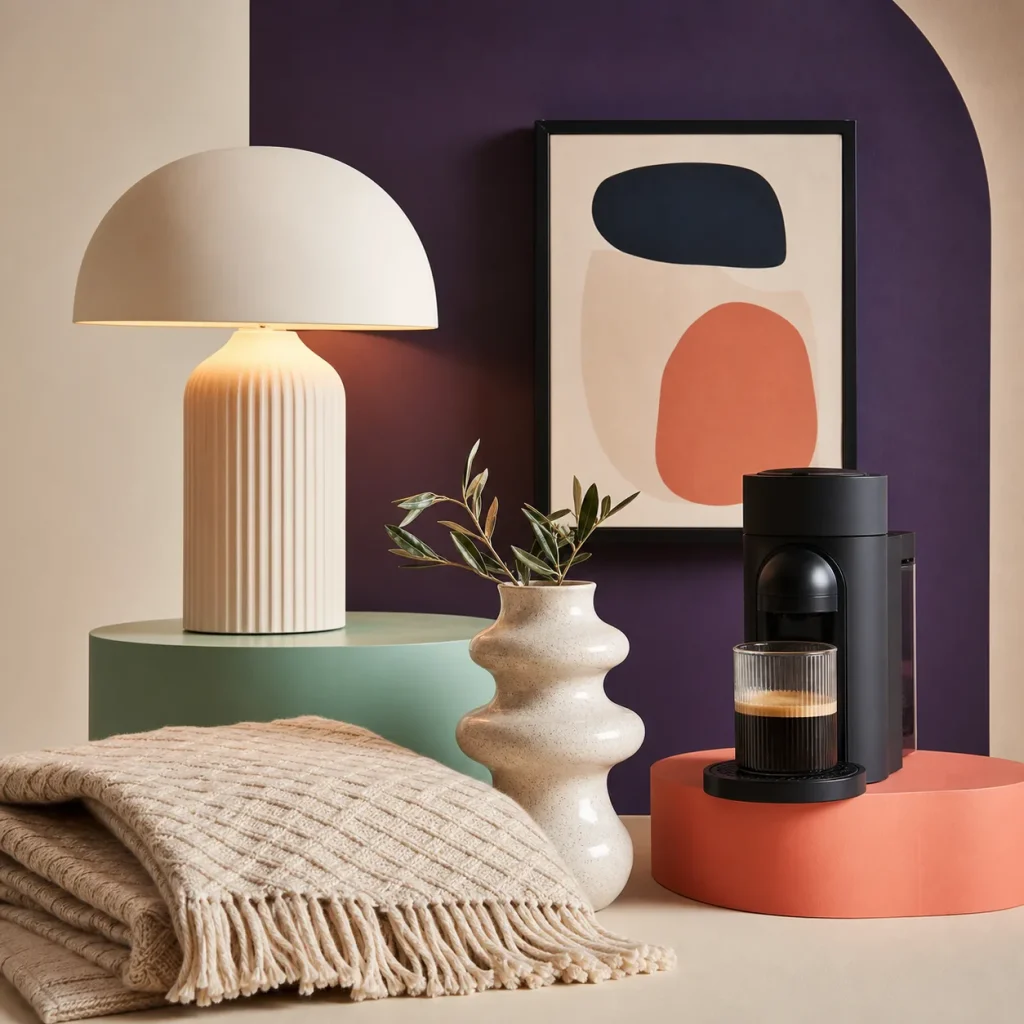 Illustration démo d’un ensemble maison couleur pop